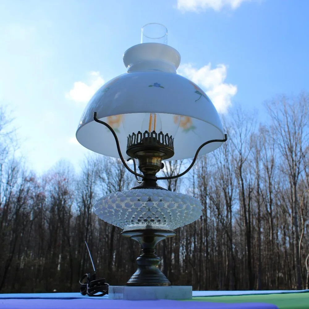 Hand Painted Fenton Student Lamp